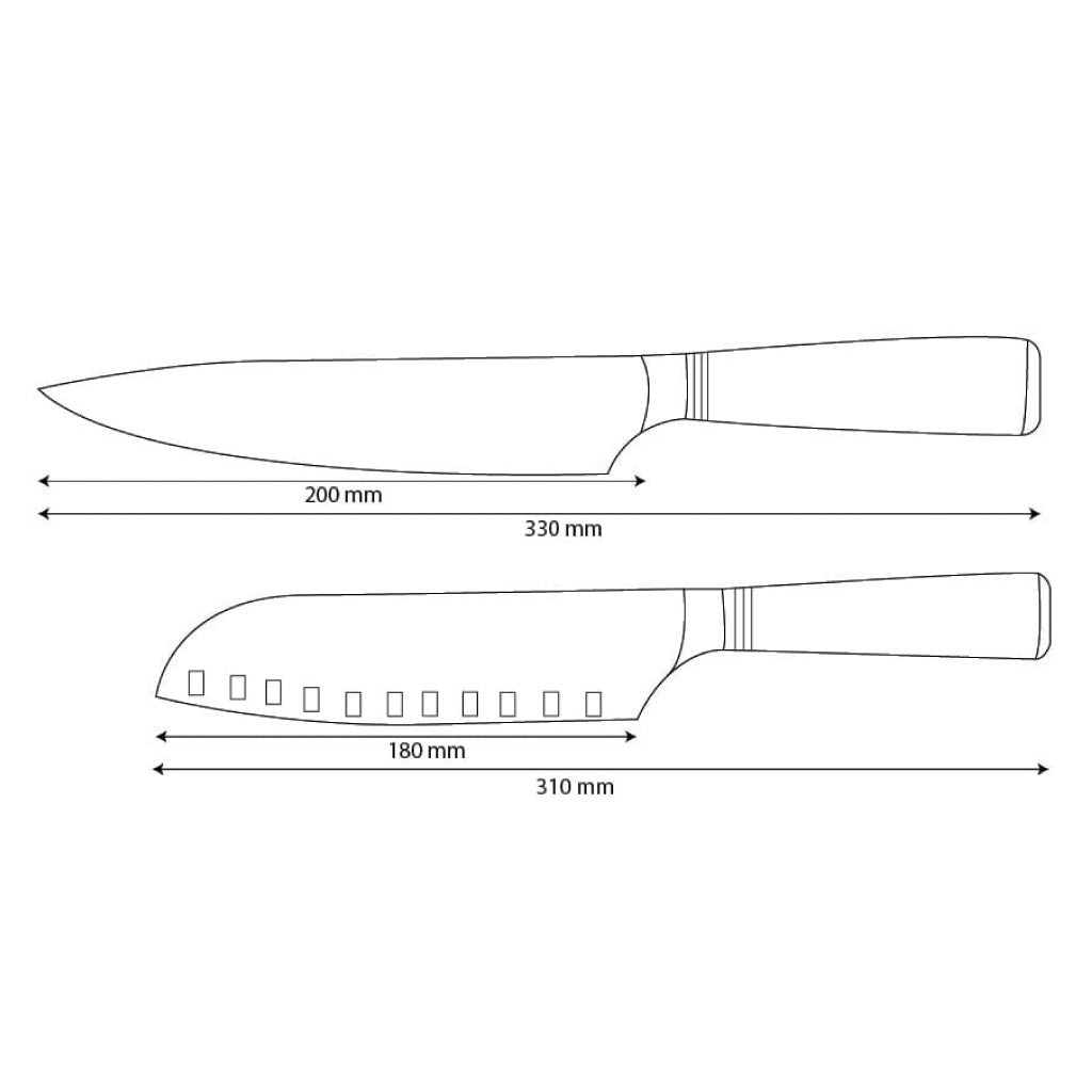 Shinrai Knives - Micarta Jewels 2-delige Damascus Messenset - Koksmes + Santoku
