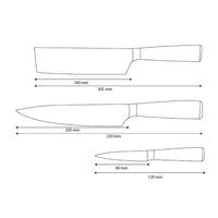 Shinrai Knives - Damascus Print 3-delige Messenset - Koksmes + Nakiri + Schilmes