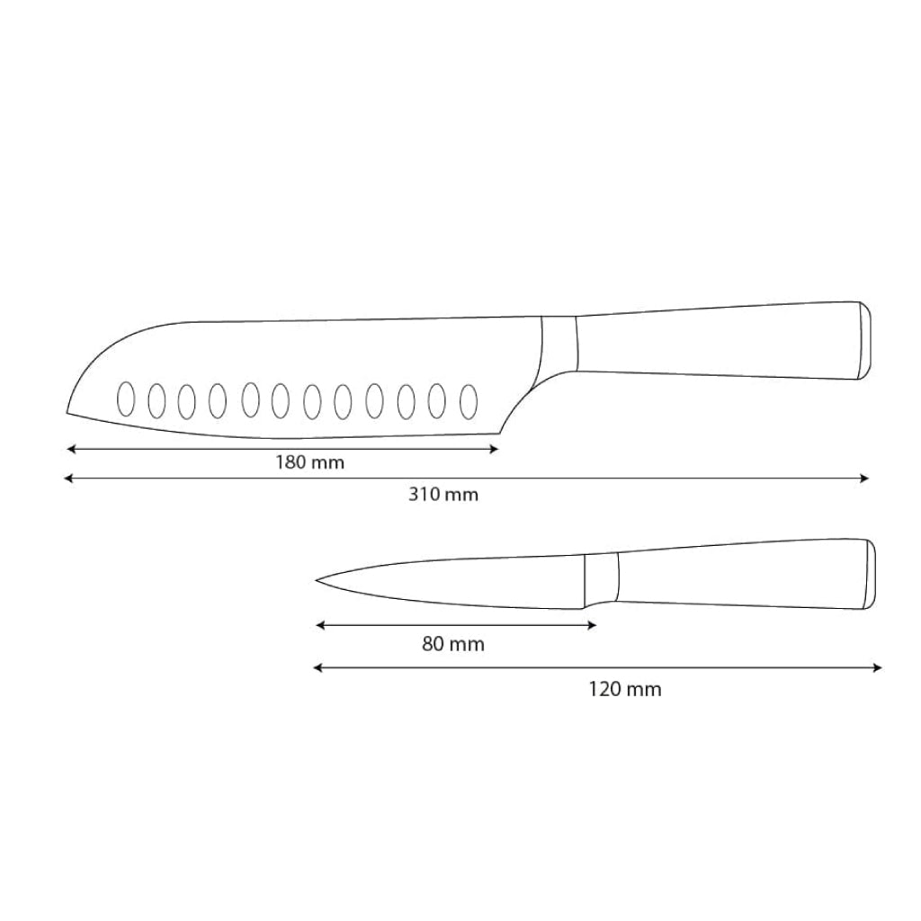 Shinrai Knives - Damascus Print Epoxy Onyx 2-delige Messenset - Santoku + Schilmes