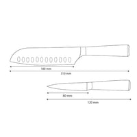 Shinrai Knives - Damascus Print Epoxy Onyx 2-delige Messenset - Santoku + Schilmes