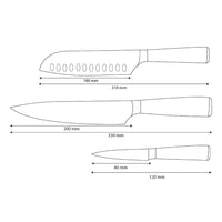 Shinrai Knives - Damascus Print 3-delige Messenset - Koksmes + Santoku + Schilmes