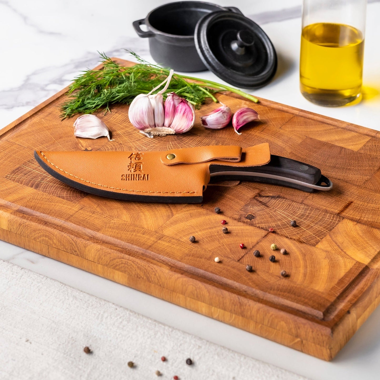 Shinrai Knives - RVS Gladiator Koksmes met holster - Zwart