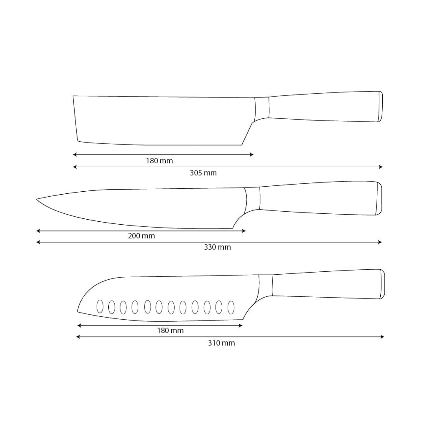Shinrai Knives - Damascus Print 3-delige Messenset