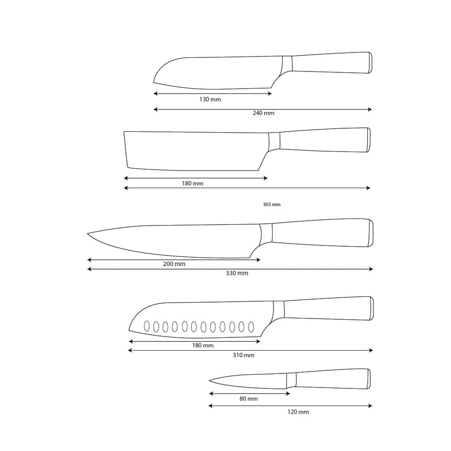 Shinrai Knives - Damascus Print 5-delige Messenset