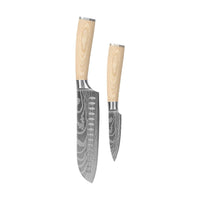 Shinrai Knives - Akari Damascus Print 2-delige set - Santoku + Schilmes