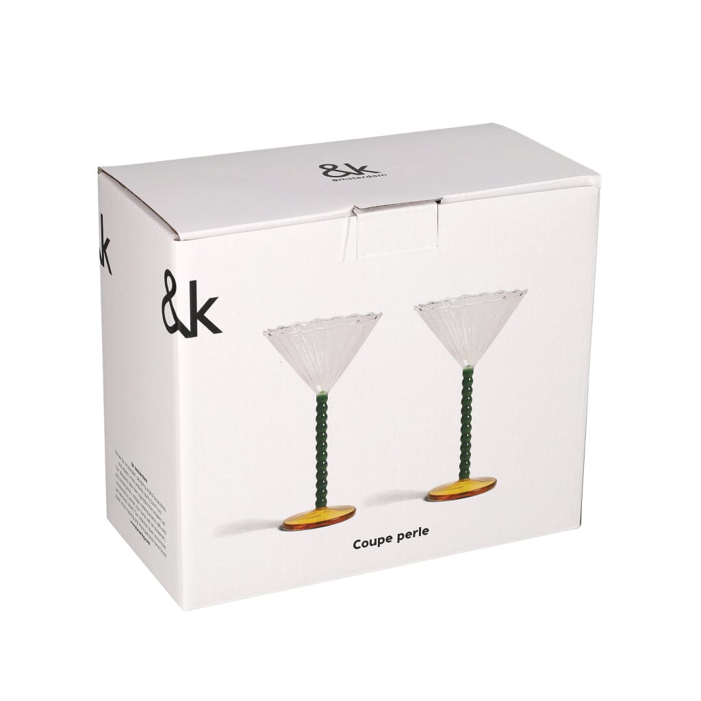 &Klevering - Coupe perle groen set van 2 Cocktail glazen &Klevering