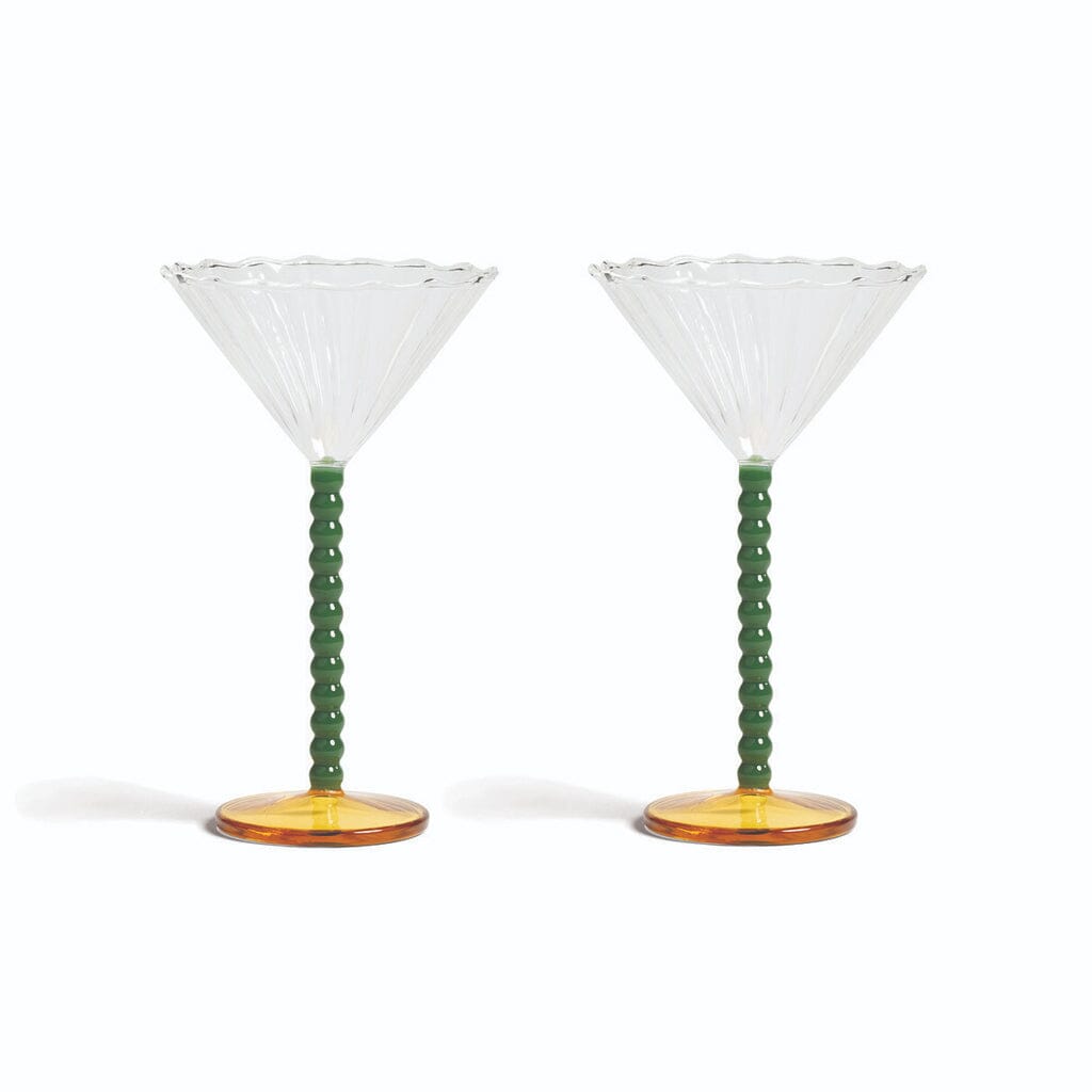 &Klevering - Coupe perle groen set van 2 Cocktail glazen &Klevering