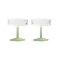 &Klevering - Coupe twirl groen set van 2 Cocktail glazen &Klevering
