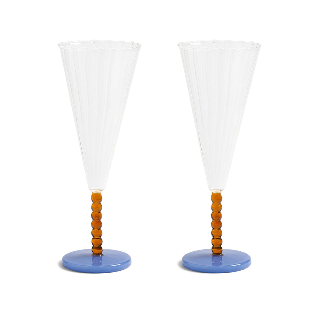 &Klevering - Flute perle amber set van 2 Champagne glazen &Klevering
