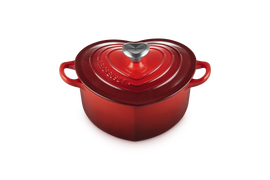 Le Creuset - Poêle "Coeur" en fonte émaillée avec bouton coeur en inox Bezig met laden...