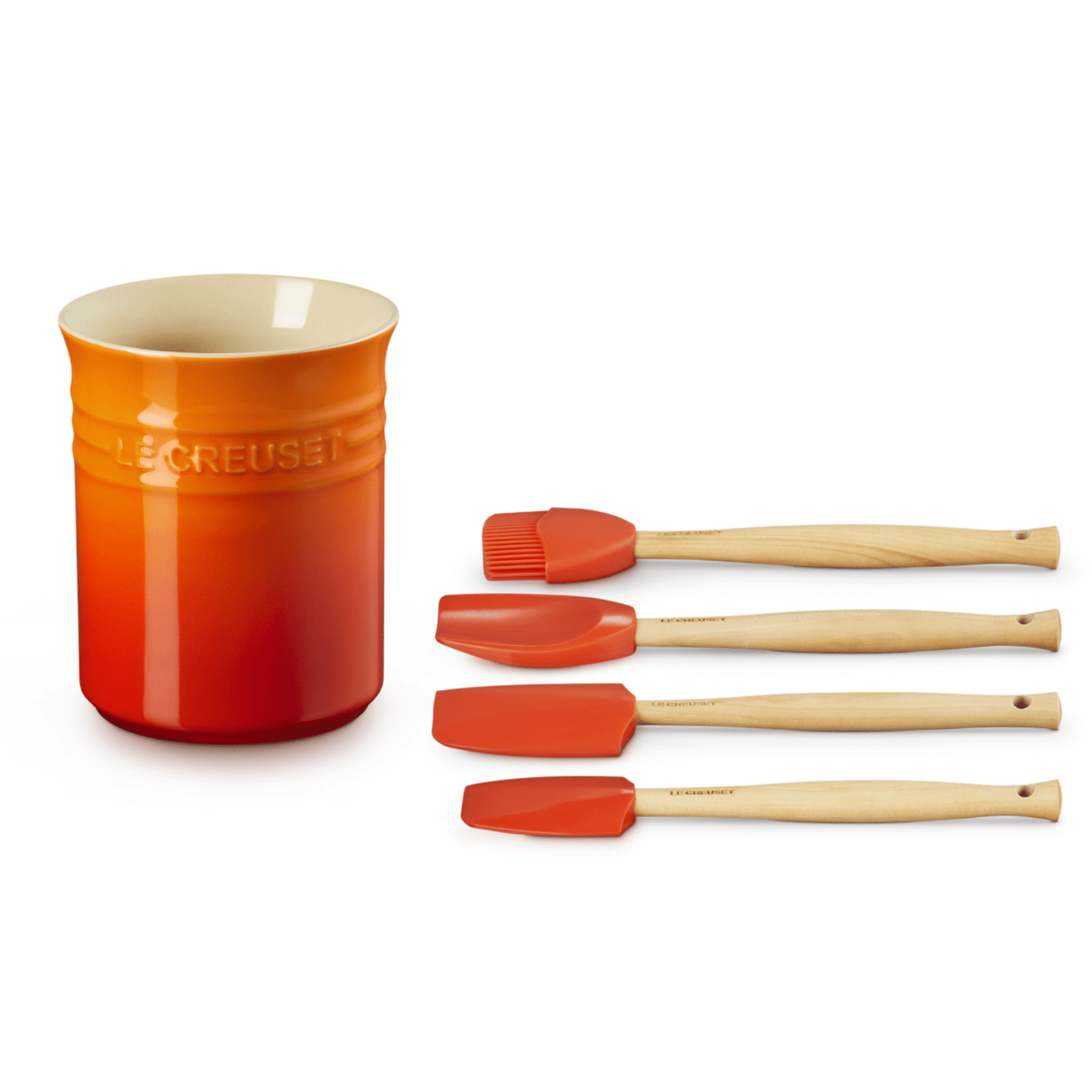 Le Creuset - Geschenkset met Spatelpot in Aardewerk en 4 Premium Spatels Spatelset Le Creuset