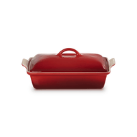 Le Creuset - Plat à four rectangulaire avec couvercle 33 cm Rouge cerise Le Creuset