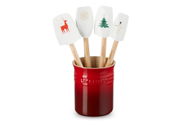 Le Creuset - Pot avec 4 Spatules Rouge Cerise/Blanc Bezig met laden...