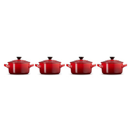 Le Creuset - Coffret de 4 mini braisières rouge cerise 10 cm 0,25 l Bezig met laden...