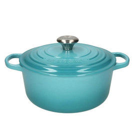 LeCreuset - Rôti- / Faitout Signature rond Bleu Caraïbes 24cm 4,2l Bezig met laden...