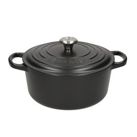 LeCreuset - Rôti- / Faitout Signature rond Noir Mat 18cm 1,8l (intérieur noir) Bezig met laden...