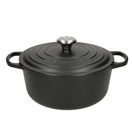 LeCreuset - Rôti- / Faitout Signature rond Noir Mat 24cm 4,2l (intérieur noir) Bezig met laden...