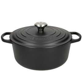 LeCreuset - Rôti- / Faitout Signature rond Noir Mat 28cm 6,7l (intérieur noir) Bezig met laden...