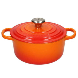 LeCreuset - Rôti- / Faitout Signature rond Orange-rouge 24cm 4.2l Bezig met laden...