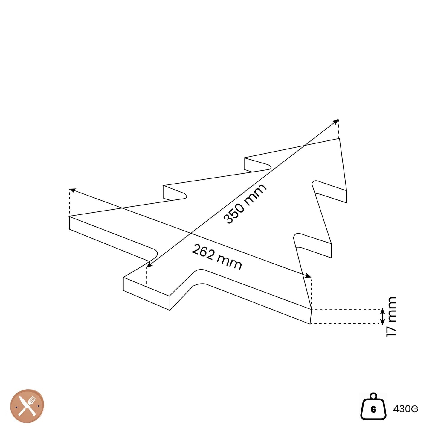 Oval - Puur Hout | Beuken Kerstboom plank 35 cm Oval Kitchenware