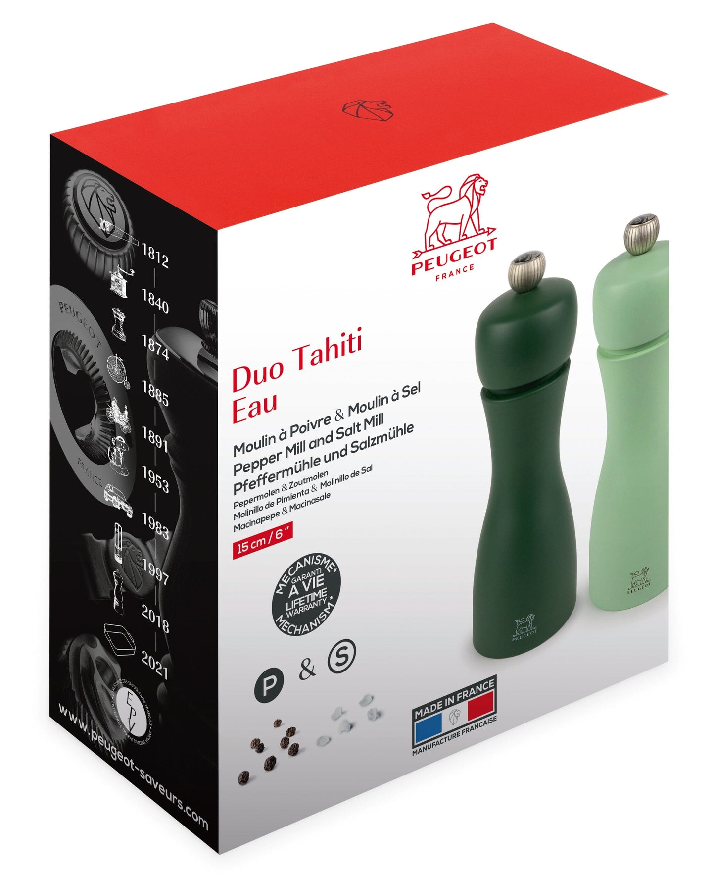 Peugeot - Duo Tahiti Peper-en Zoutmolenset Water 15 cm Peugeot