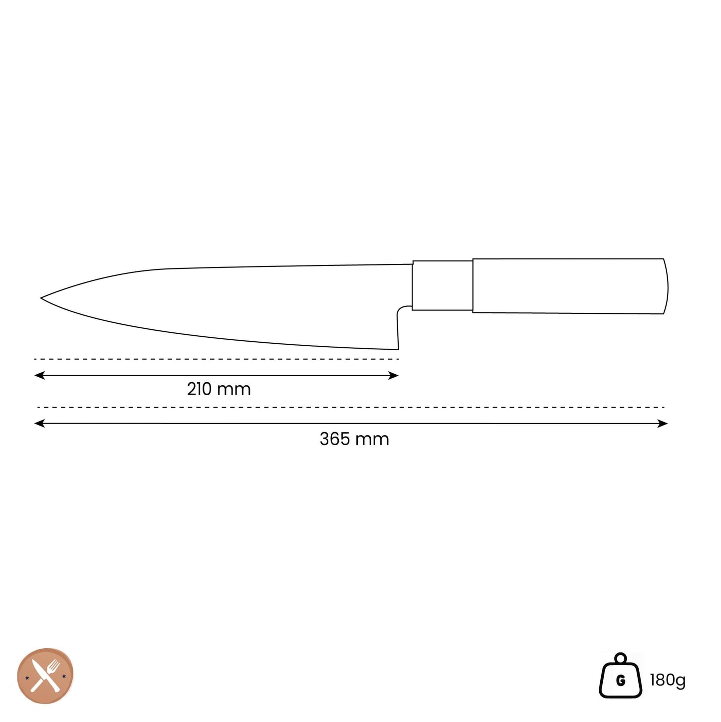 Satake - Japanse koksmes Magnolia Wood 21 cm Koksmes Satake