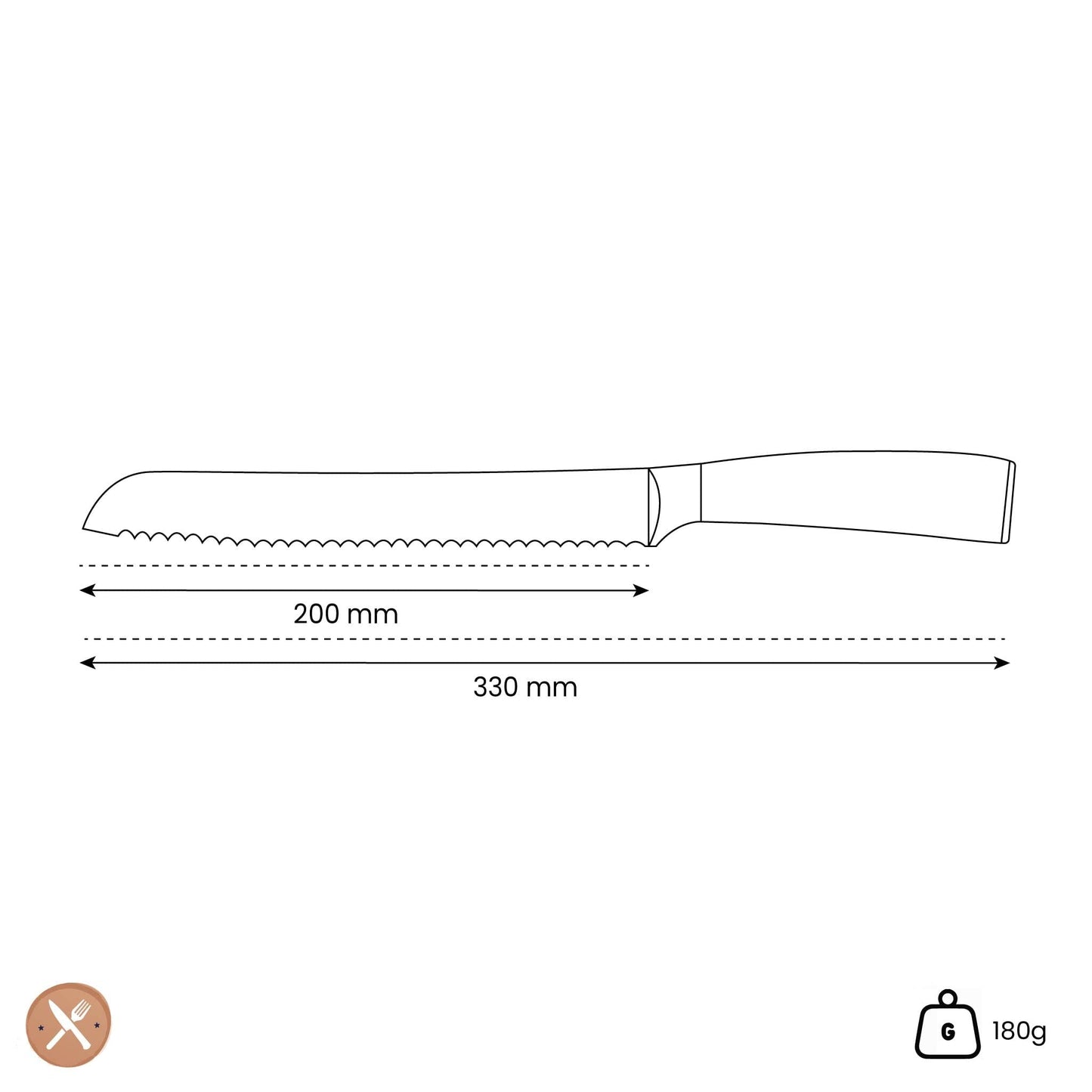 Shinrai Japan - Damascus Print Epoxy Sapphire Broodmes 20 cm Broodmes Shinrai Japan