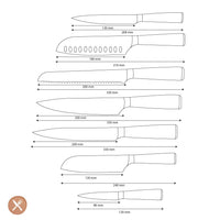 Couteaux Shinrai - Coffret de 7 couteaux à motif damassé