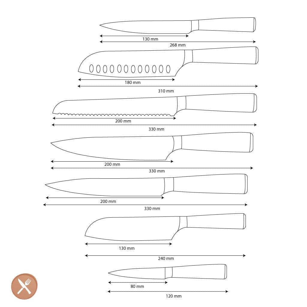 Shinrai Knives - Damascus Print Mega Bundel - All you need Messenset met blok, snijplank en slijpsteen Shinrai Knives