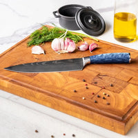 Couteaux Shinrai - Coffret de 6 couteaux Damas Sapphire + Bloc à couteaux - Coffret de couteaux rotatifs avec bloc - Couteaux Shinrai