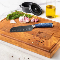 Couteaux Shinrai - Coffret de 6 couteaux Damas Saphir + Bloc à couteaux - Couteaux Shinrai découpés à l'emporte-pièce