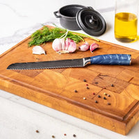 Couteaux Shinrai - Coffret de 6 couteaux Damas Saphir + Bloc à couteaux - Couteaux Shinrai découpés à l'emporte-pièce