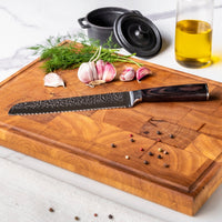 Shinrai Knives - Hammered RVS 4-delige Messenset - Santoku + Broodmes + Nakiri + Schilmes Messenset Shinrai Knives