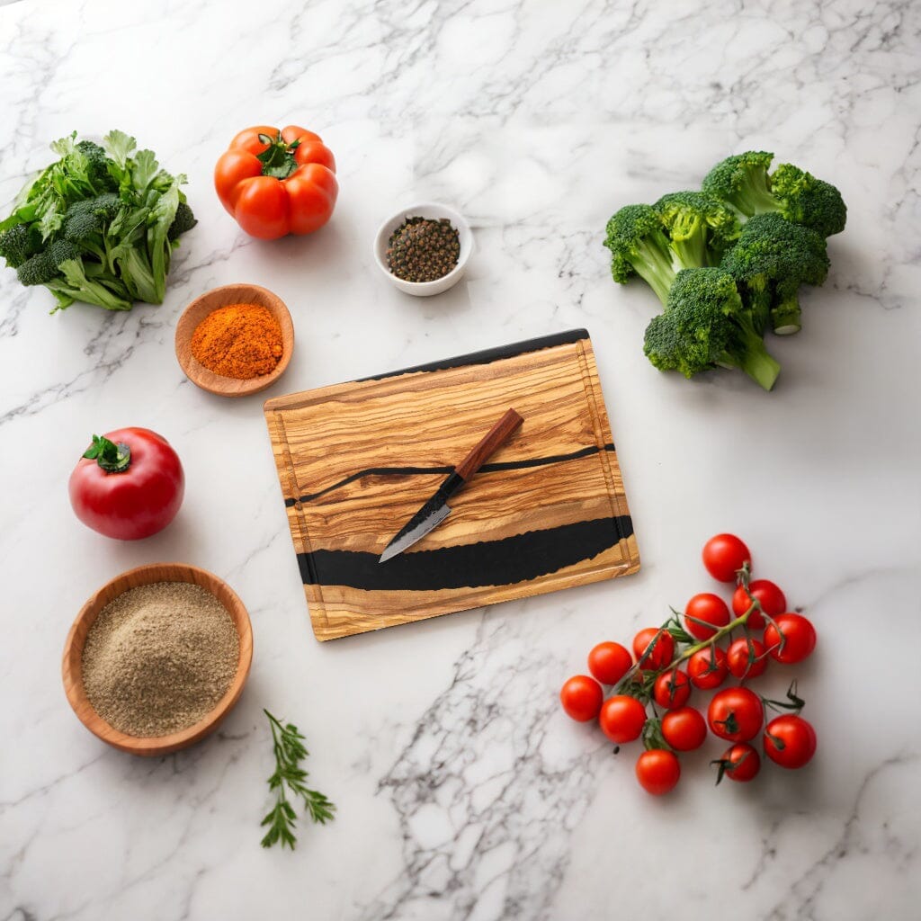 Shinrai Knives - Kurayami 5-delige Damascus Messenset - Koksmes + Broodmes + Nakiri + Santoku + Schilmes Messenset Shinrai Knives