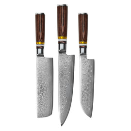 Shinrai Knives - Micarta Jewels 3-delige Messenset - Koksmes + Nakiri + Santoku Shinrai Knives - Micarta Jewels 3-delige Messenset - Koksmes + Nakiri + Santoku Messenset Shinrai Knives
