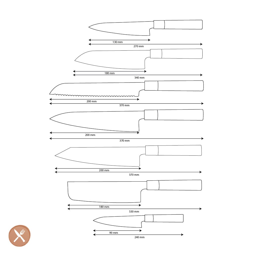 Shinrai Knives - Takumi Kaza 7-delige Damascus Messenset Messenset Shinrai Knives