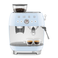 Smeg - Espressomachine | Pastelblauw | Jaren 50 | Handmatige espressomachine met geïntegreerde bonenmaler Handmatige Espressomachine Smeg