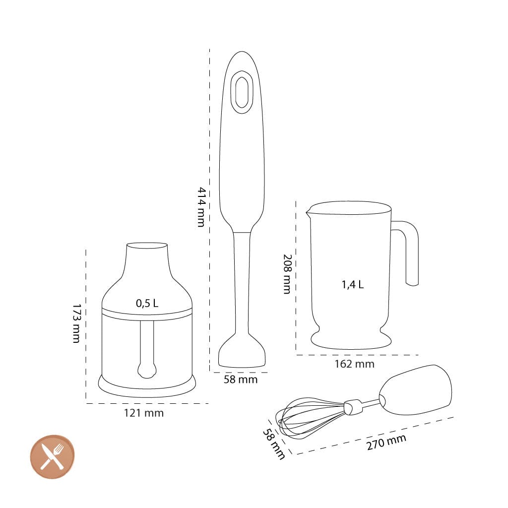 Smeg - Staafmixer | Cream | Jaren 50 | Staafmixer met accessoires Staafmixer Smeg