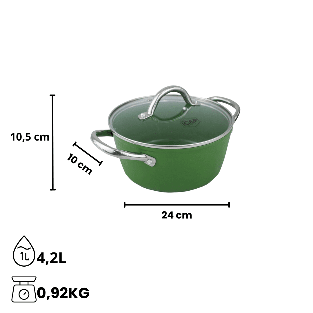 By C&P - Go Green Kookpan 24 cm met glazen deksel By C&P