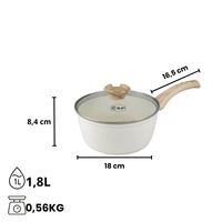 By C&P - Go Ivory Steelpan 18 cm met glazen deksel By C&P