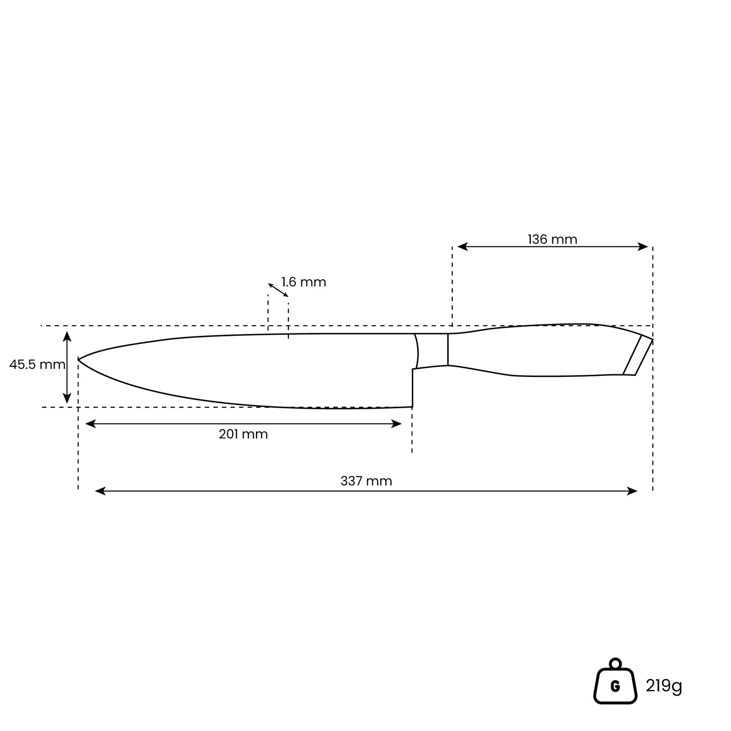 Damast Pakka Wood - Damascus Koksmes 20 cm Keukenmessen Shinrai Japan