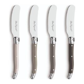 Lou Laguiole - Tradition 4-delige Botermessen set - Peper/Antreciet/Parel/Taupe Lou Laguiole - 4-pc butterspreader set in wooden box - mixed colors (pepper/pearl/taupe) Botermessen Lou Laguiole