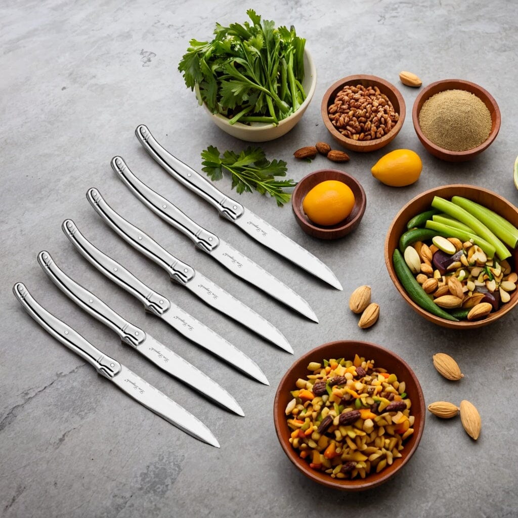 Lou Laguiole - Tradition 6 Steakmessen + Messenblok - Inox Steakmes Lou Laguiole