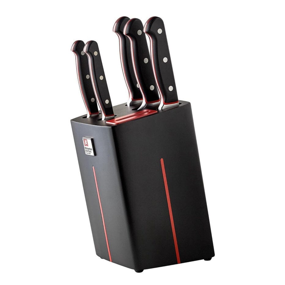 Richardson Cheffield - Velocity 5 pc knife block with sharpener - black Messenset met blok Richardson Sheffield