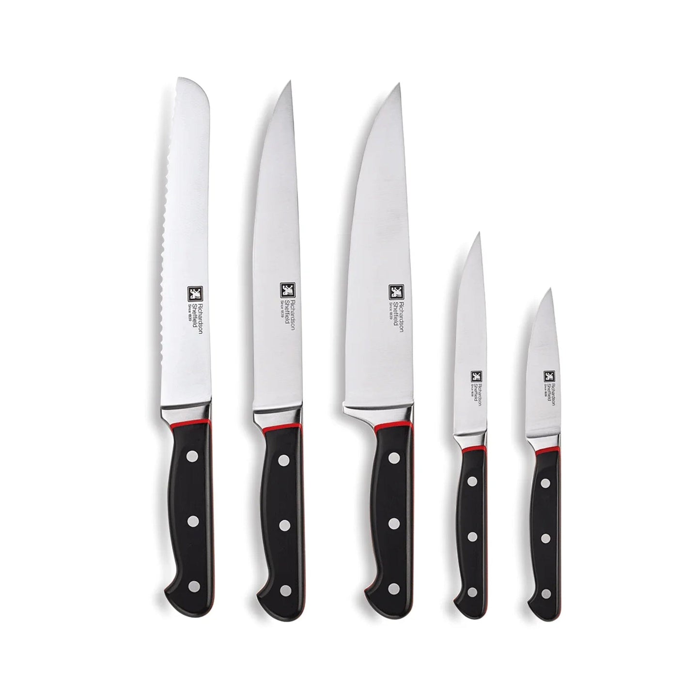 Richardson Cheffield - Velocity 5 pc knife block with sharpener - black Messenset met blok Richardson Sheffield