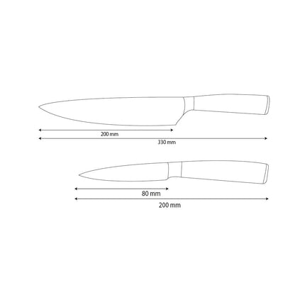Shinrai Knives - Ensemble de 2 couteaux en acier inoxydable martelé - Couteau de chef + Couteau d'office