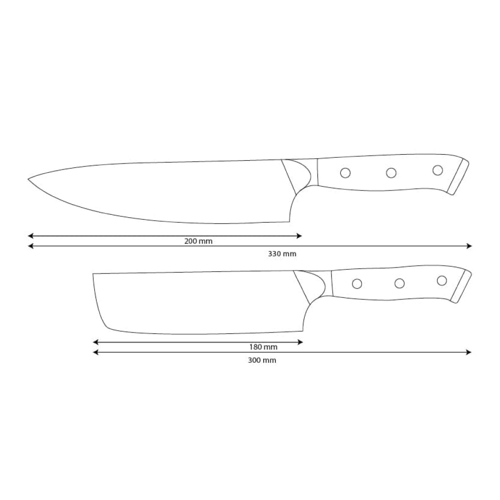 Shinrai Knives - Eclipse 2-delige Damascus Messenset - Koksmes + Nakiri