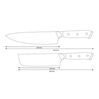 Shinrai Knives - Eclipse 2-delige Damascus Messenset - Koksmes + Nakiri
