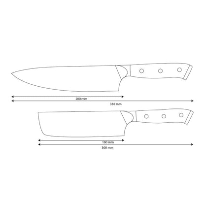 Shinrai Knives - Eclipse 2-delige Damascus Messenset - Koksmes + Nakiri