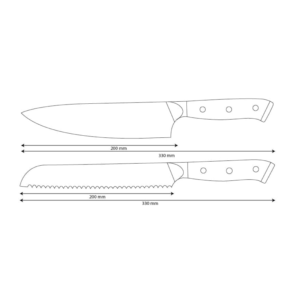 Shinrai Knives - Eclipse 2-delige Damascus Messenset - Koksmes + Broodmes